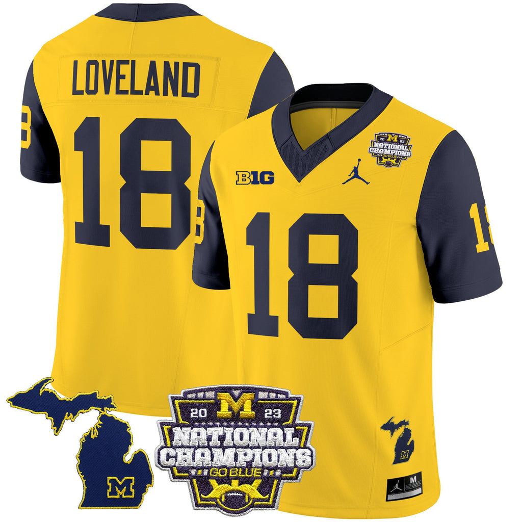 Men's Michigan Wolverines 2023 National Champions Patch Vapor Jersey V6 - All Stitched - image 35