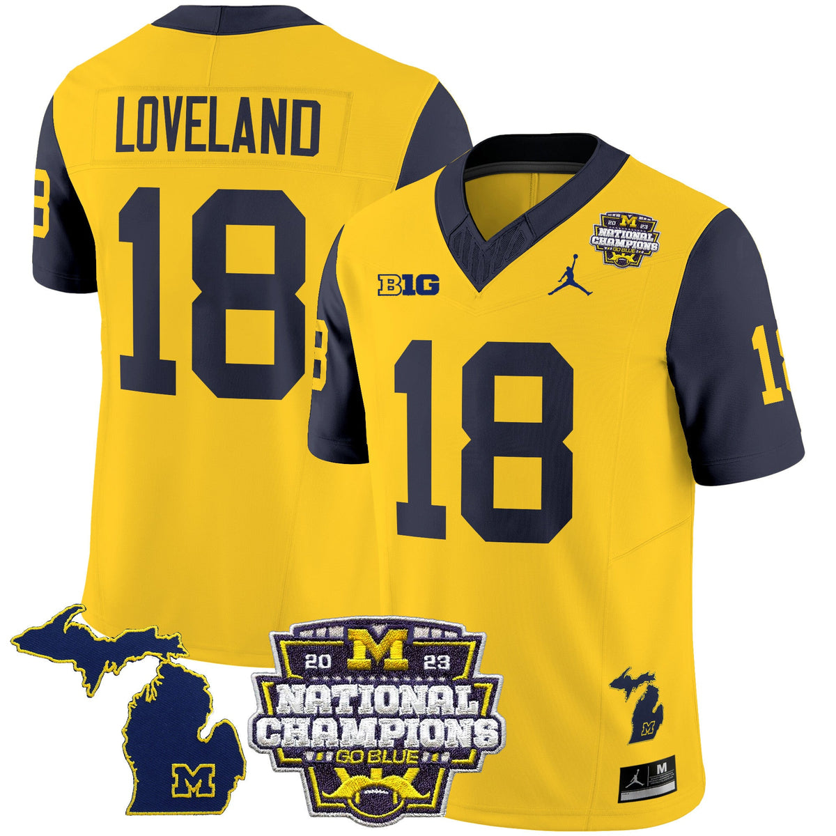 Men's Michigan Wolverines 2023 National Champions Patch Vapor Jersey V6 - All Stitched - image 35