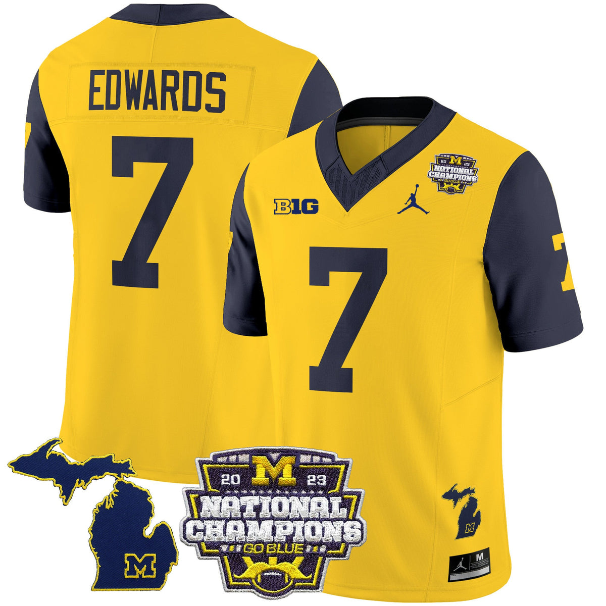 Men's Michigan Wolverines 2023 National Champions Patch Vapor Jersey V6 - All Stitched - image 37