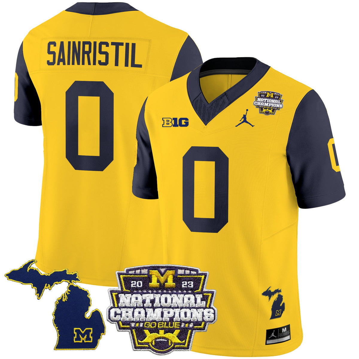 Men's Michigan Wolverines 2023 National Champions Patch Vapor Jersey V6 - All Stitched - image 39