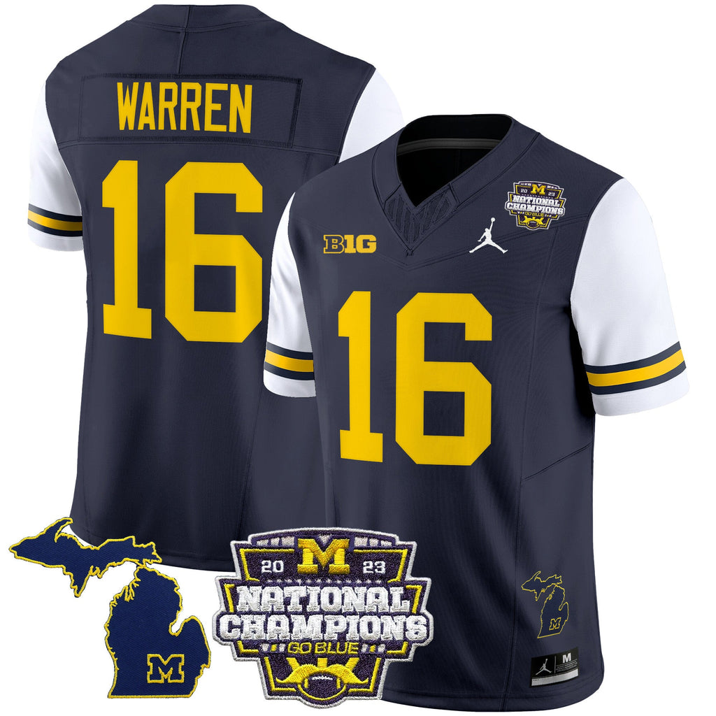 Men's Michigan Wolverines 2023 National Champions Patch Vapor Jersey V6 - All Stitched - image 41