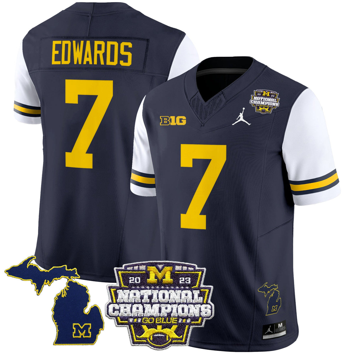 Men's Michigan Wolverines 2023 National Champions Patch Vapor Jersey V6 - All Stitched - image 45