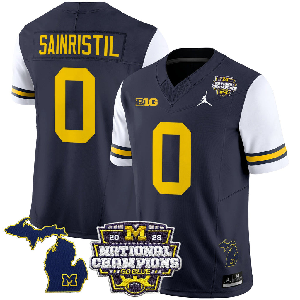 Men's Michigan Wolverines 2023 National Champions Patch Vapor Jersey V6 - All Stitched - image 47