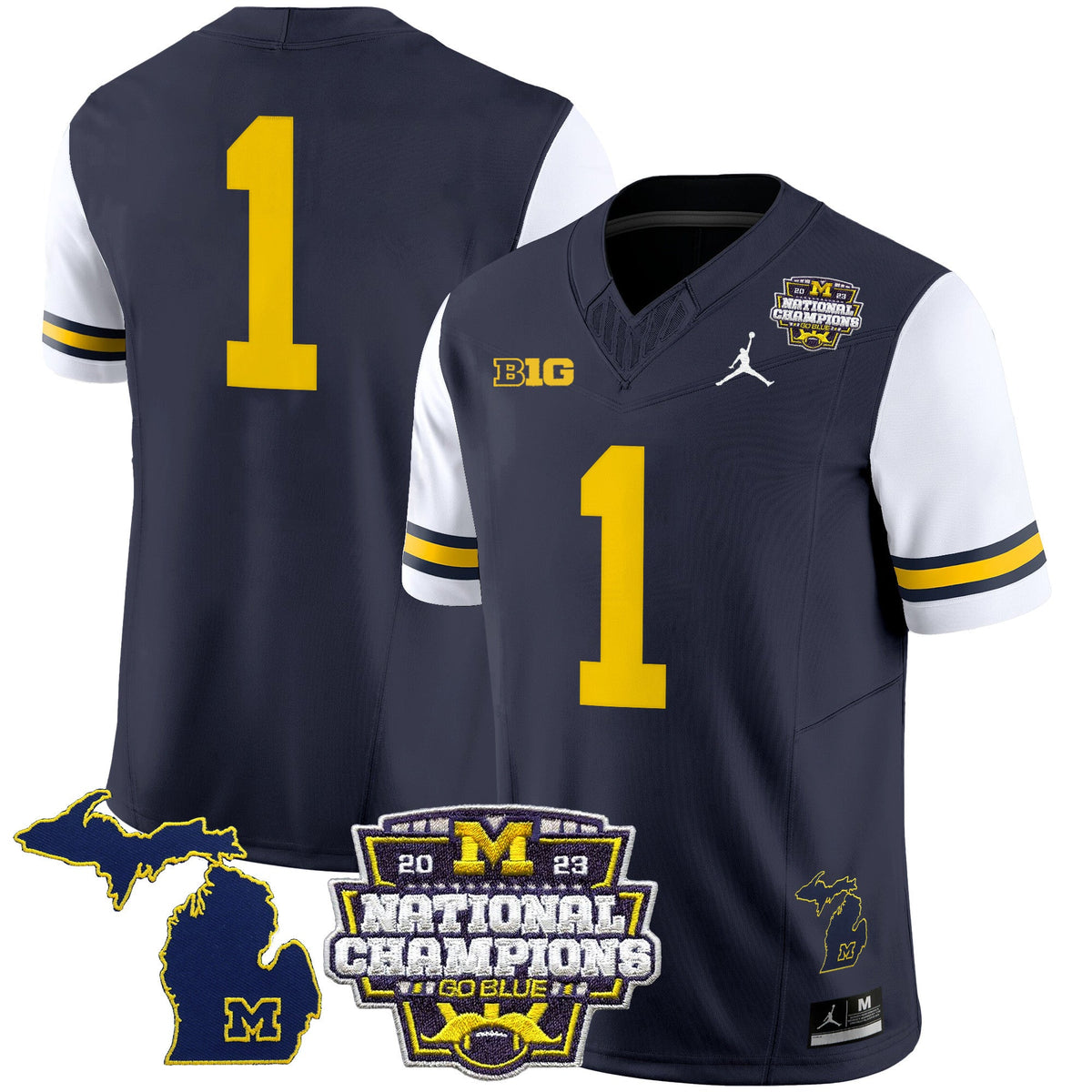 Men's Michigan Wolverines 2023 National Champions Patch Vapor Jersey V6 - All Stitched - image 48