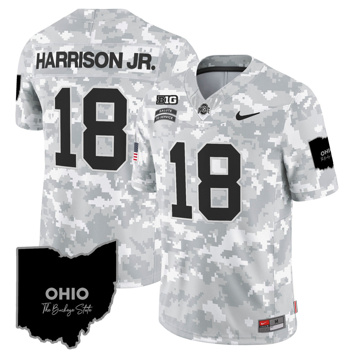 Ohio State Buckeyes 2024 Salute to Service Vapor Limited Jersey - Arctic Camo - All Stitched - image 3