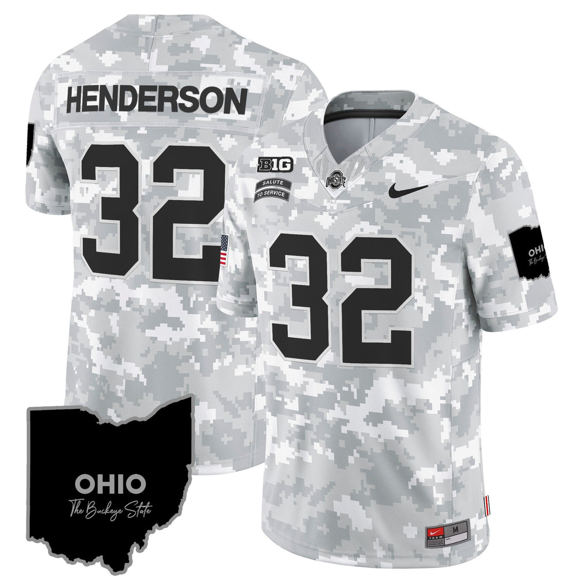 Ohio State Buckeyes 2024 Salute to Service Vapor Limited Jersey - Arctic Camo - All Stitched - image 5