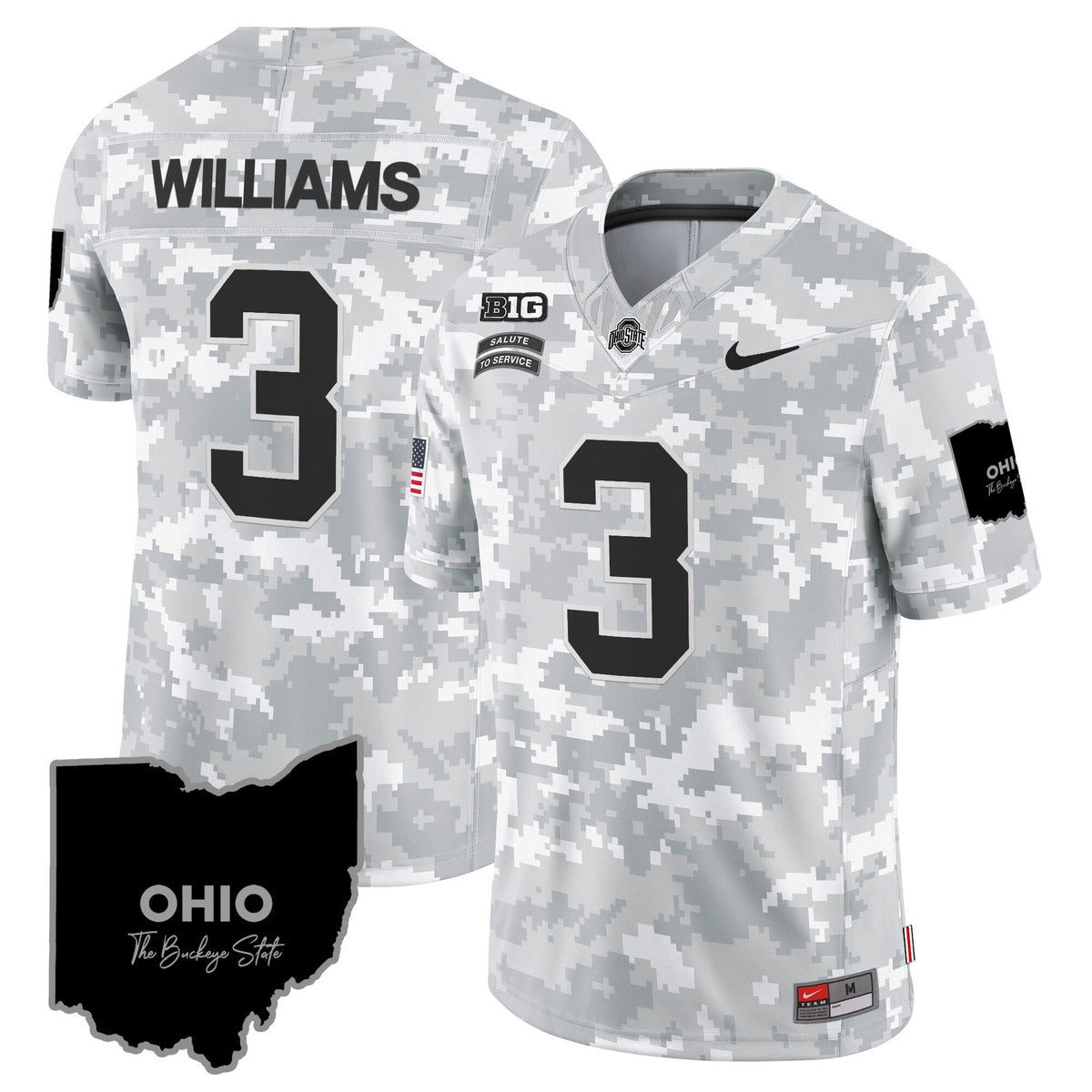 Ohio State Buckeyes 2024 Salute to Service Vapor Limited Jersey - Arctic Camo - All Stitched - image 7