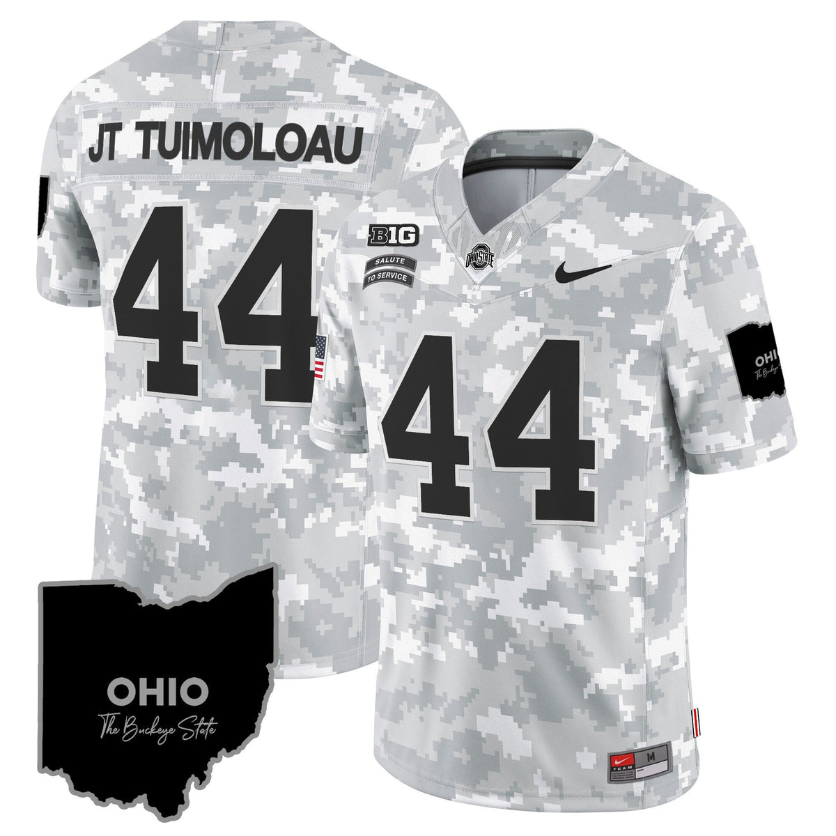 Ohio State Buckeyes 2024 Salute to Service Vapor Limited Jersey - Arctic Camo - All Stitched - image 8