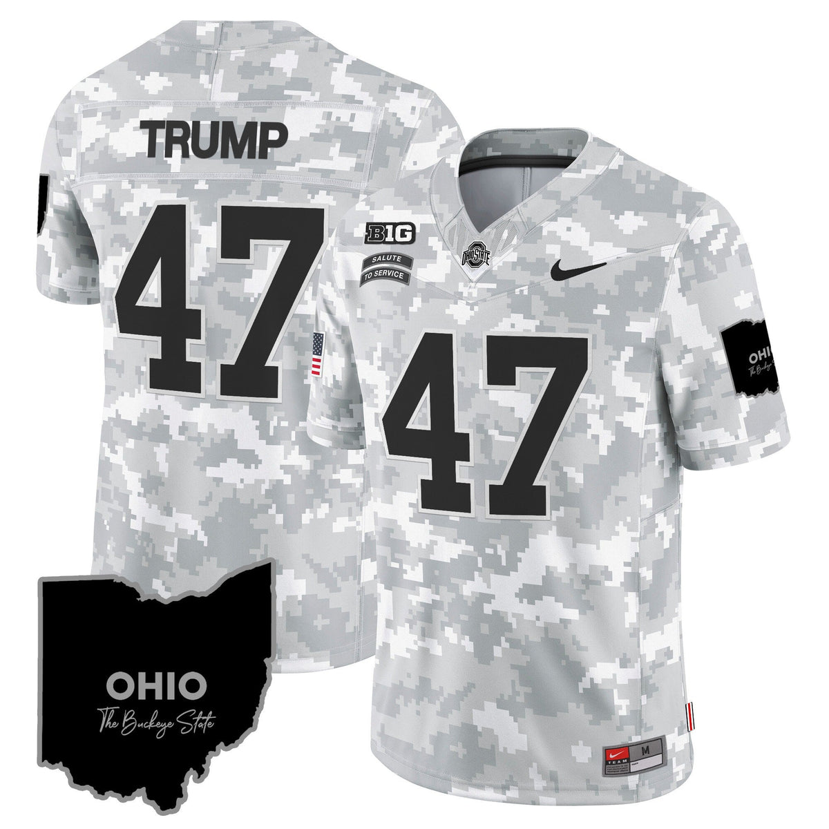 Ohio State Buckeyes 2024 Salute to Service Vapor Limited Jersey - Arctic Camo - All Stitched - image 9