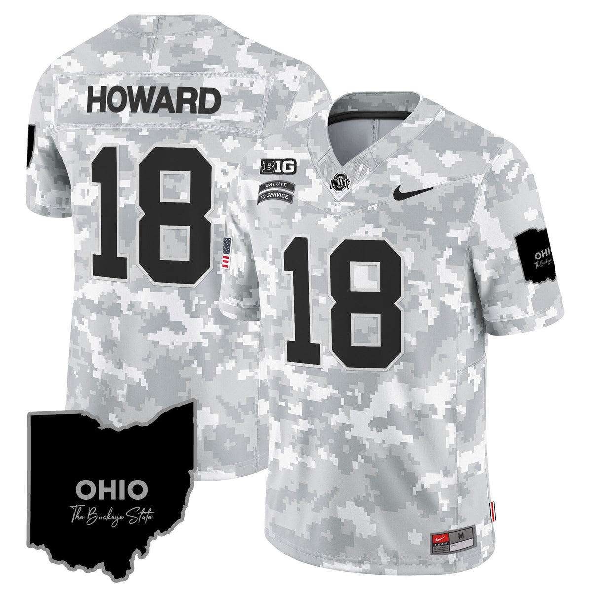 Ohio State Buckeyes 2024 Salute to Service Vapor Limited Jersey - Arctic Camo - All Stitched - image 1