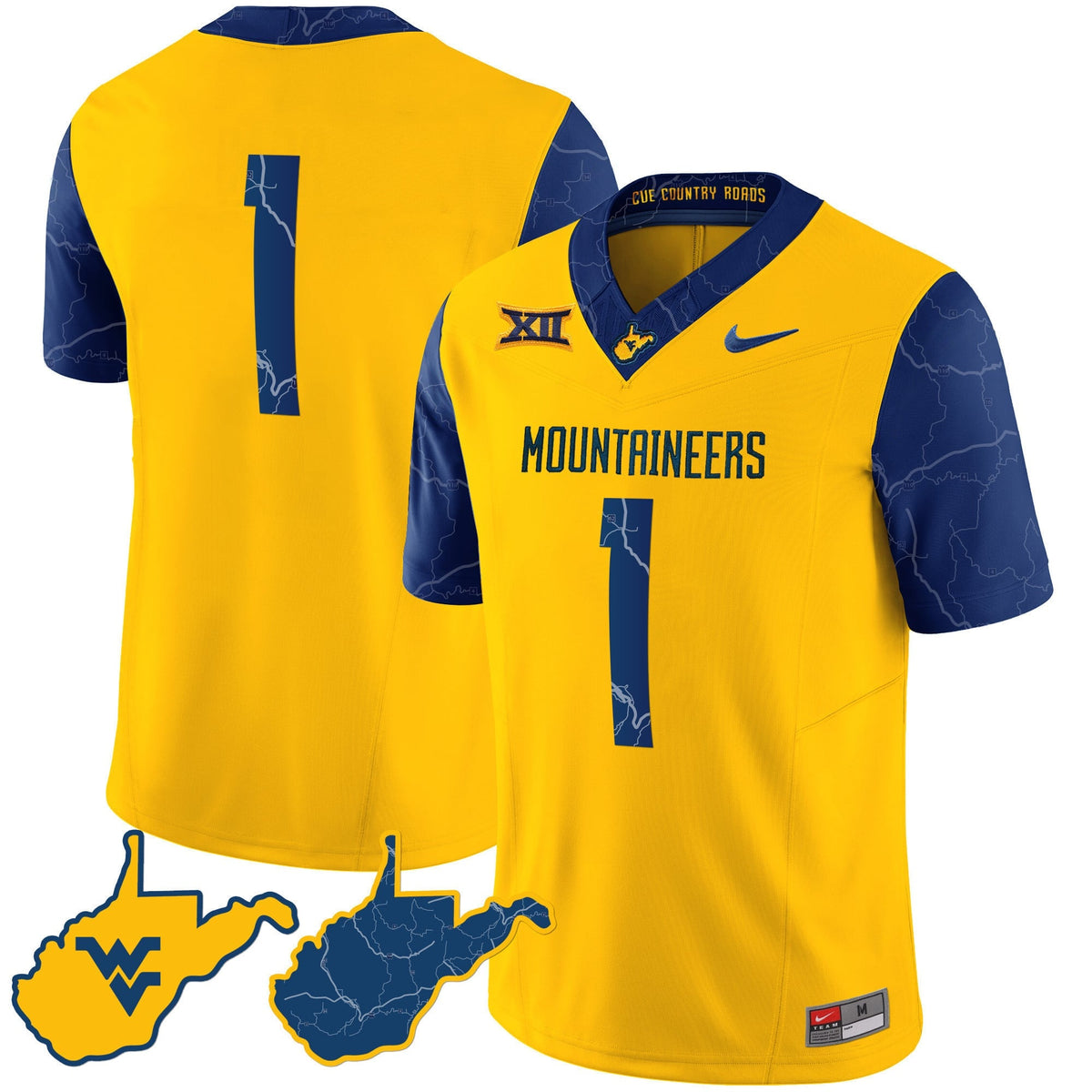 Men's West Virginia Mountaineers 2024 Country Roads Jersey - All Stitched - image 7