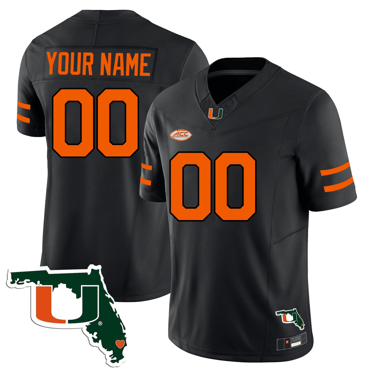 Miami Hurricanes Florida Map Patch Vapor Premier Limited Custom Jersey - All Stitched - image 2