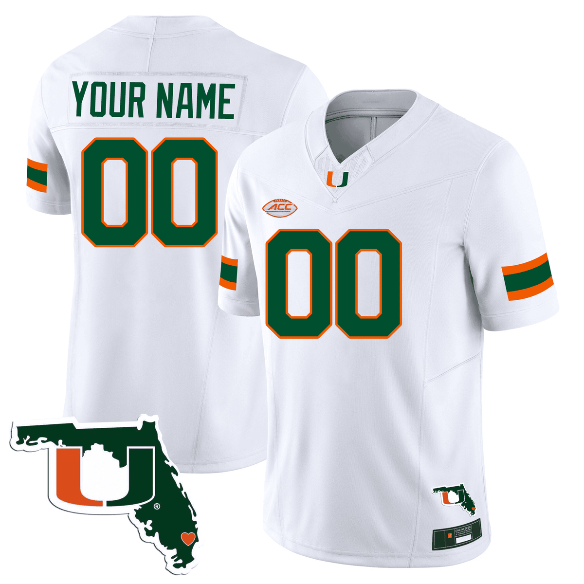 Miami Hurricanes Florida Map Patch Vapor Premier Limited Custom Jersey - All Stitched - image 3
