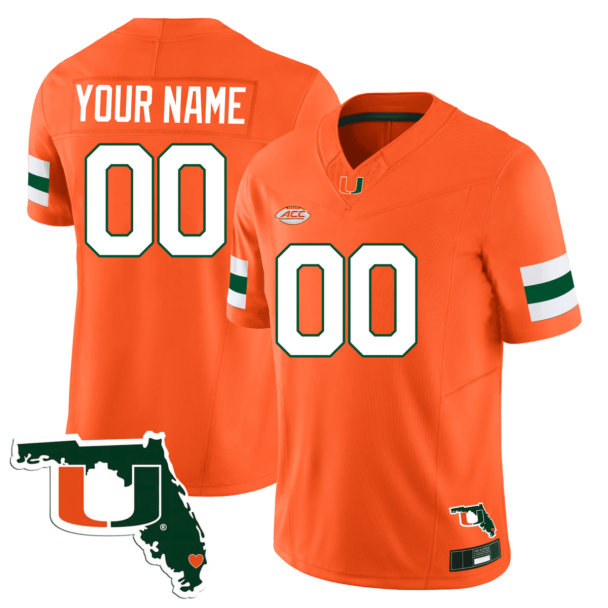 Miami Hurricanes Florida Map Patch Vapor Premier Limited Custom Jersey - All Stitched - image 1