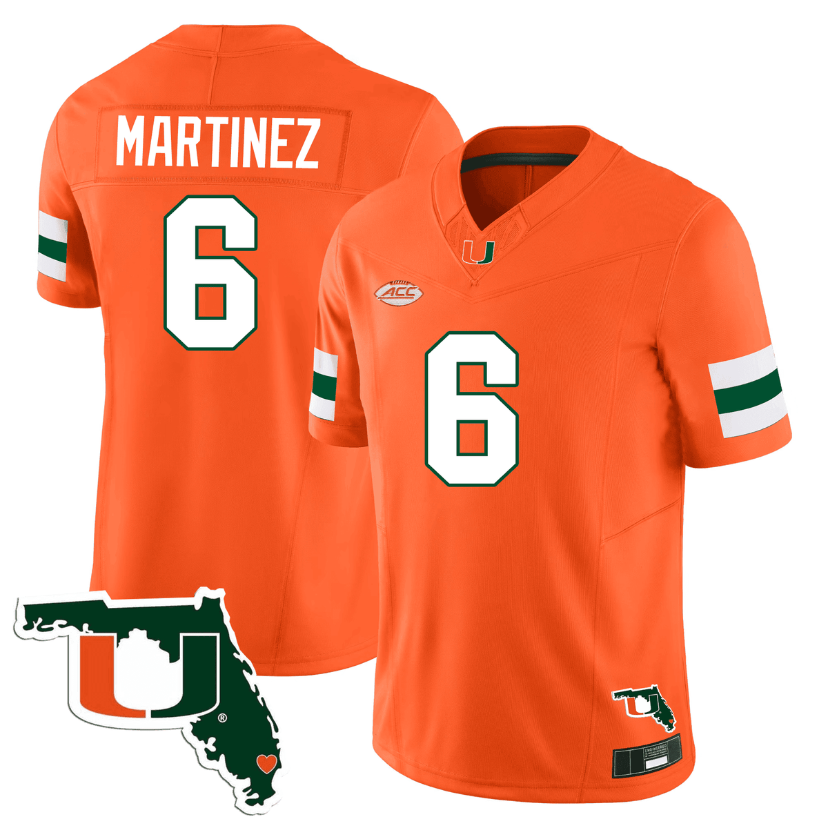 Men's Miami Hurricanes Florida Map Patch Vapor Premier Limited Jersey - All Stitched - image 2