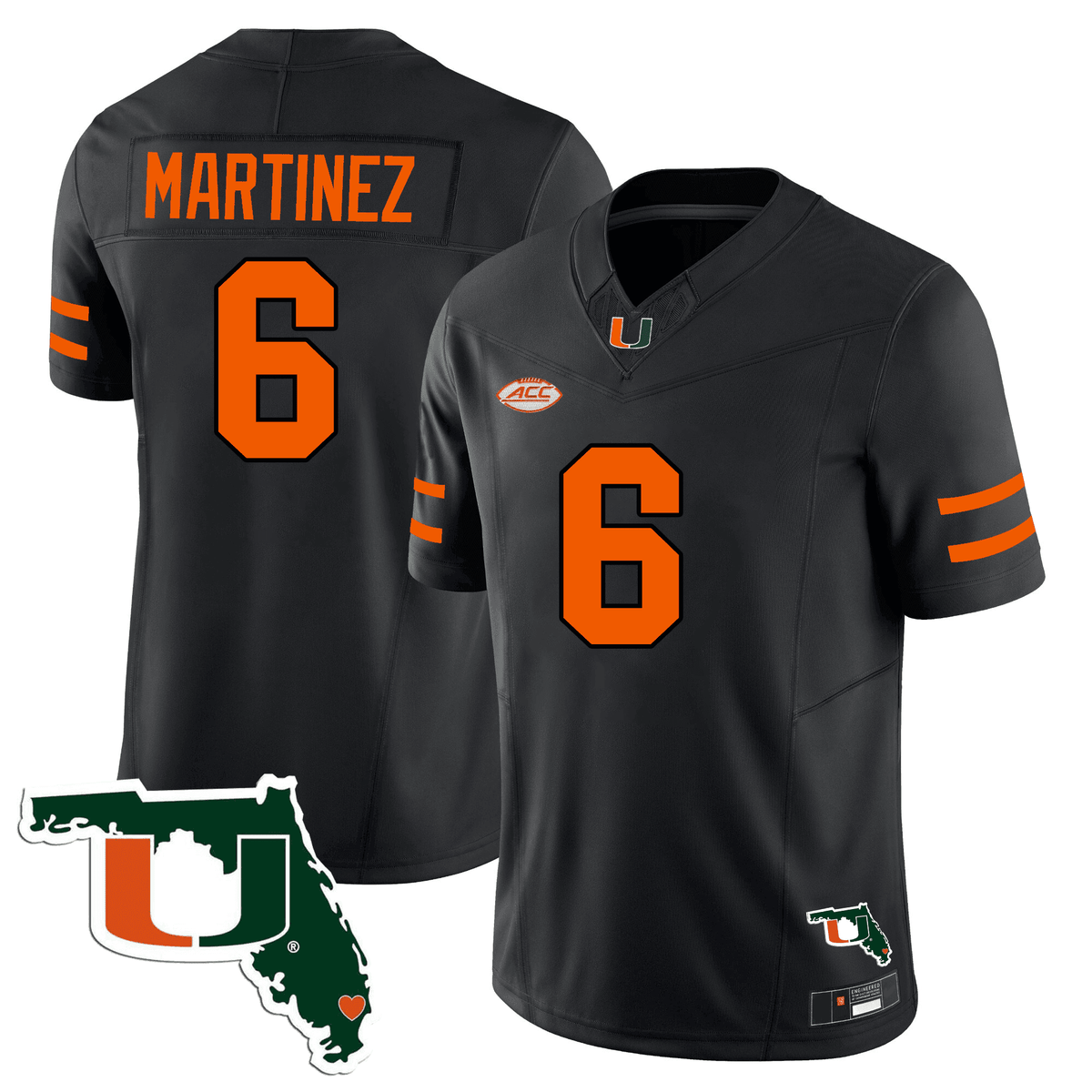 Men's Miami Hurricanes Florida Map Patch Vapor Premier Limited Jersey - All Stitched - image 5