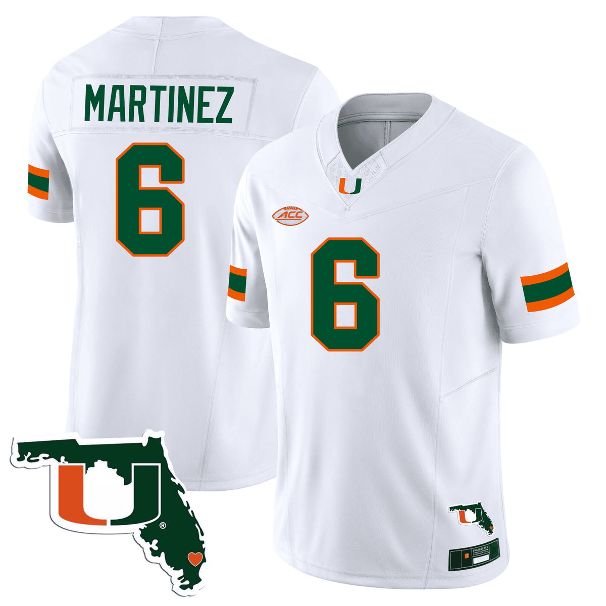 Men's Miami Hurricanes Florida Map Patch Vapor Premier Limited Jersey - All Stitched - image 8