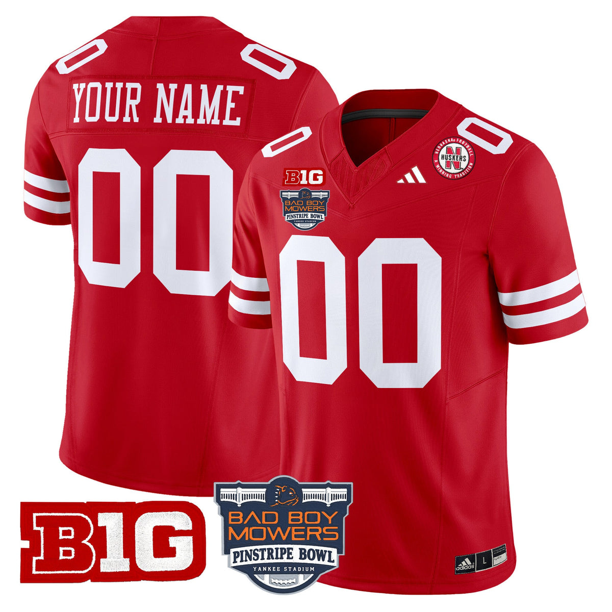 Nebraska Cornhuskers 2025 Pinstripe Bowl Patch Vapor Limited Custom Jersey - All Stitched - image 3