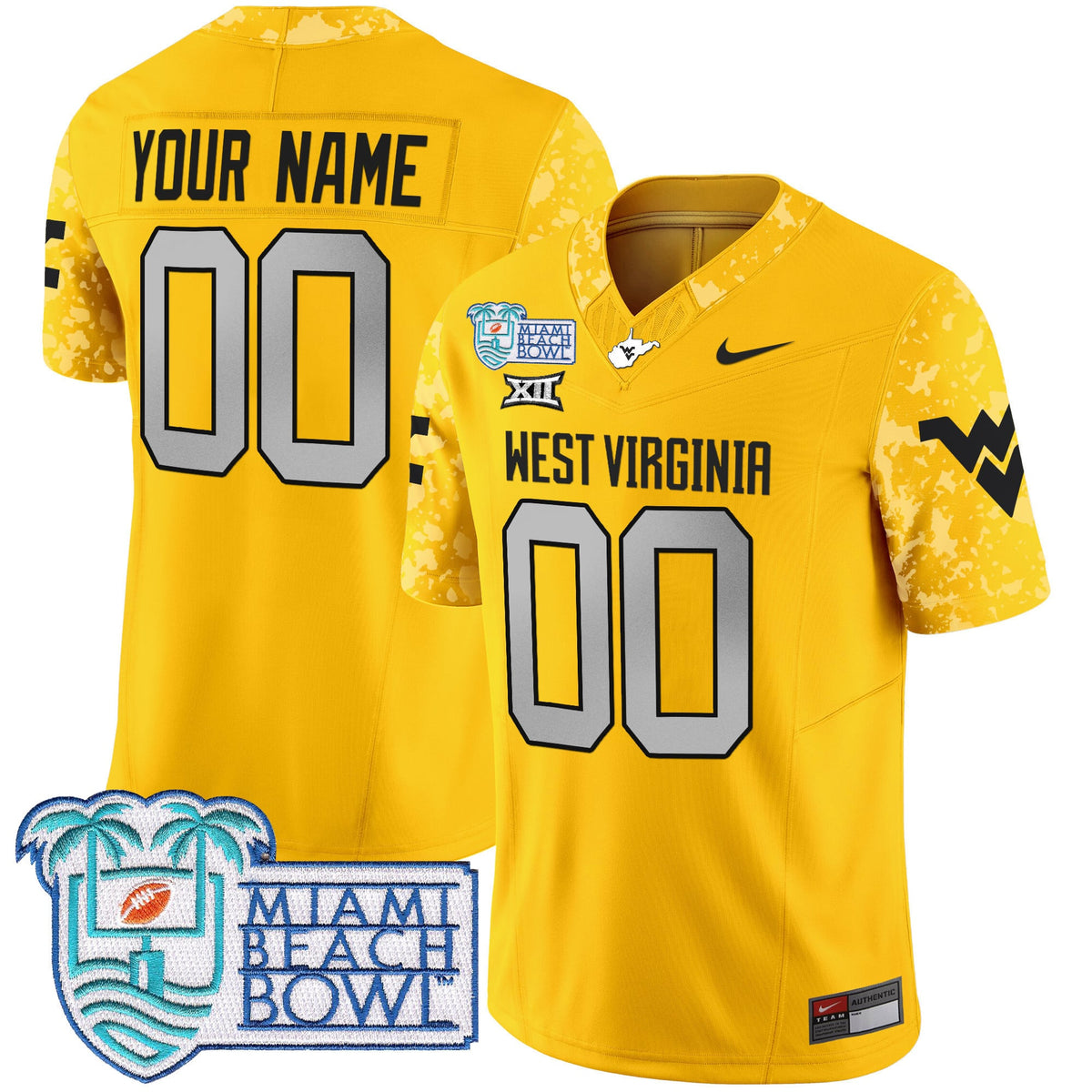 West Virginia Mountaineers 2025 Miami Beach Bowl Patch Vapor Limited Custom Jersey - All Stitched - image 3