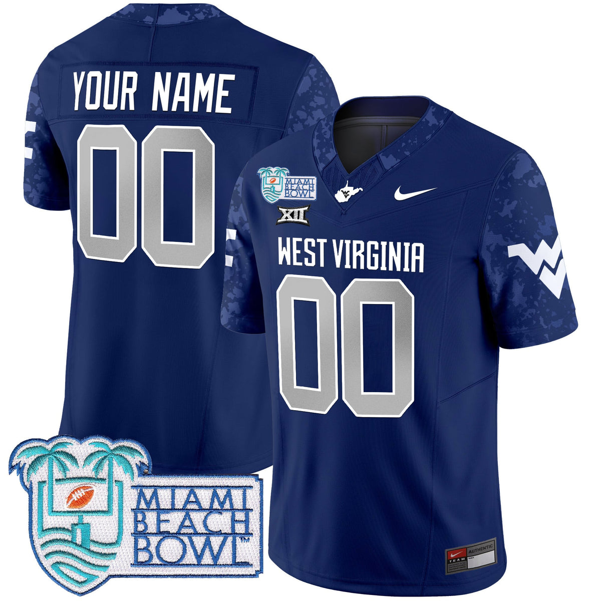 West Virginia Mountaineers 2025 Miami Beach Bowl Patch Vapor Limited Custom Jersey - All Stitched - image 4