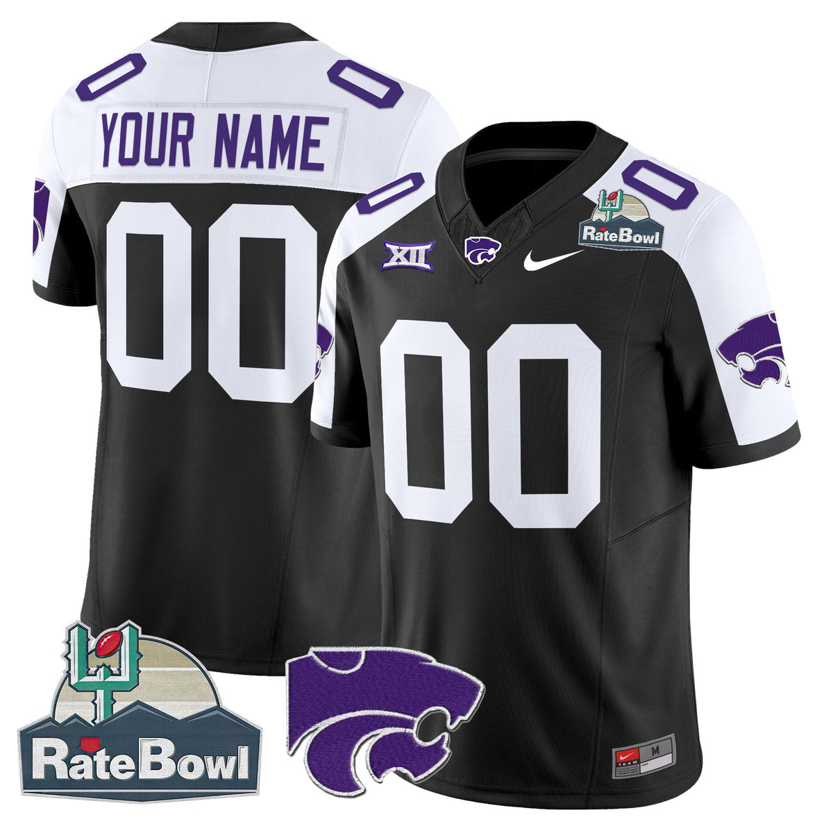Kansas State Wildcats 2025 Rate Bowl Patch Vapor Limited Custom Jersey - All Stitched - image 2