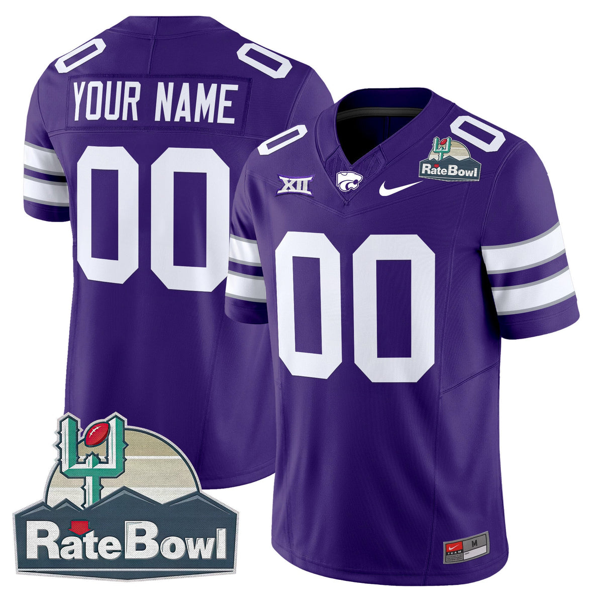 Kansas State Wildcats 2025 Rate Bowl Patch Vapor Limited Custom Jersey - All Stitched - image 3