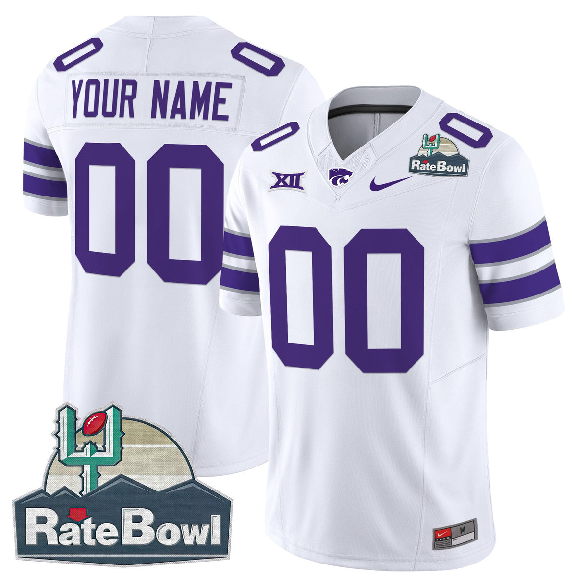 Kansas State Wildcats 2025 Rate Bowl Patch Vapor Limited Custom Jersey - All Stitched - image 4