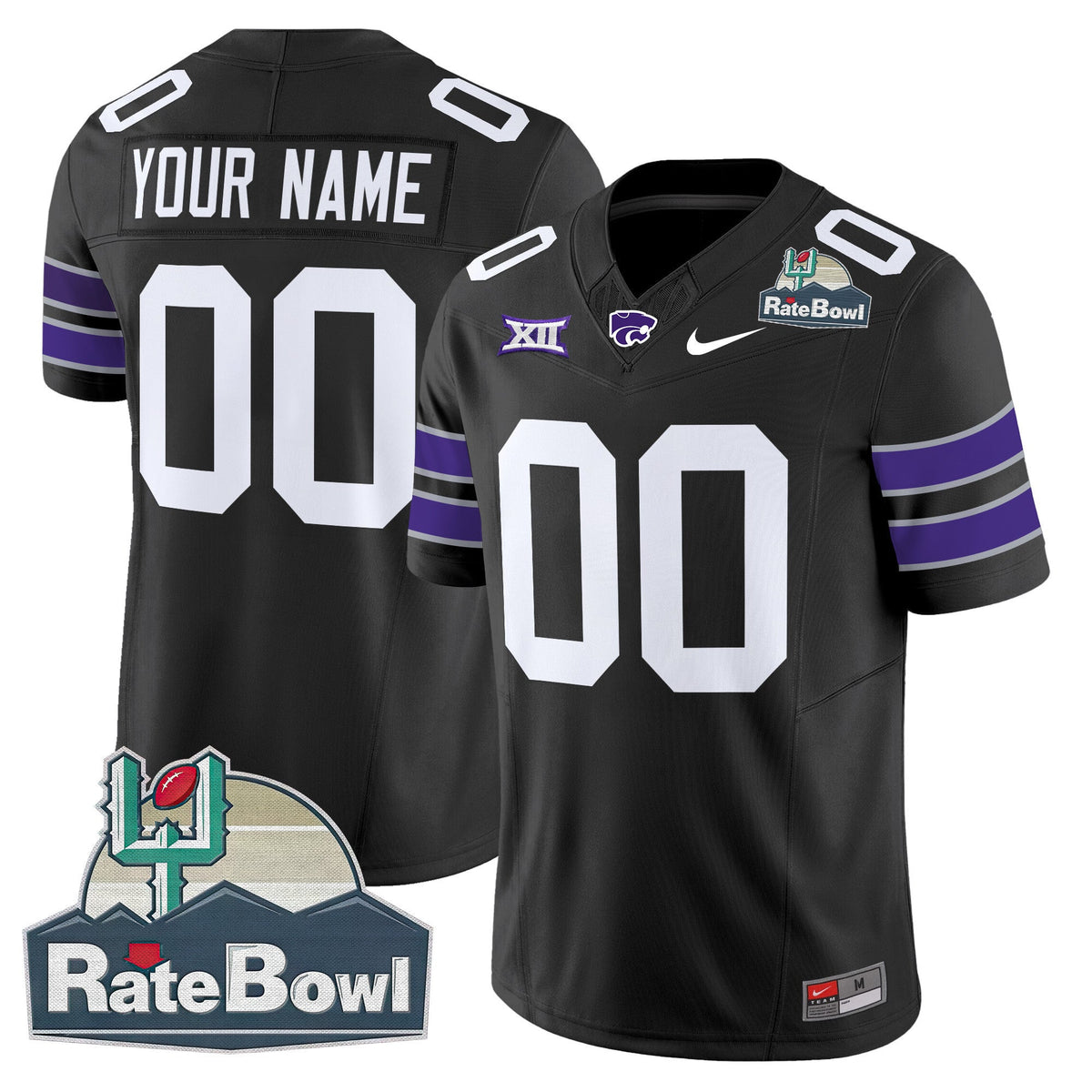 Kansas State Wildcats 2025 Rate Bowl Patch Vapor Limited Custom Jersey - All Stitched - image 5