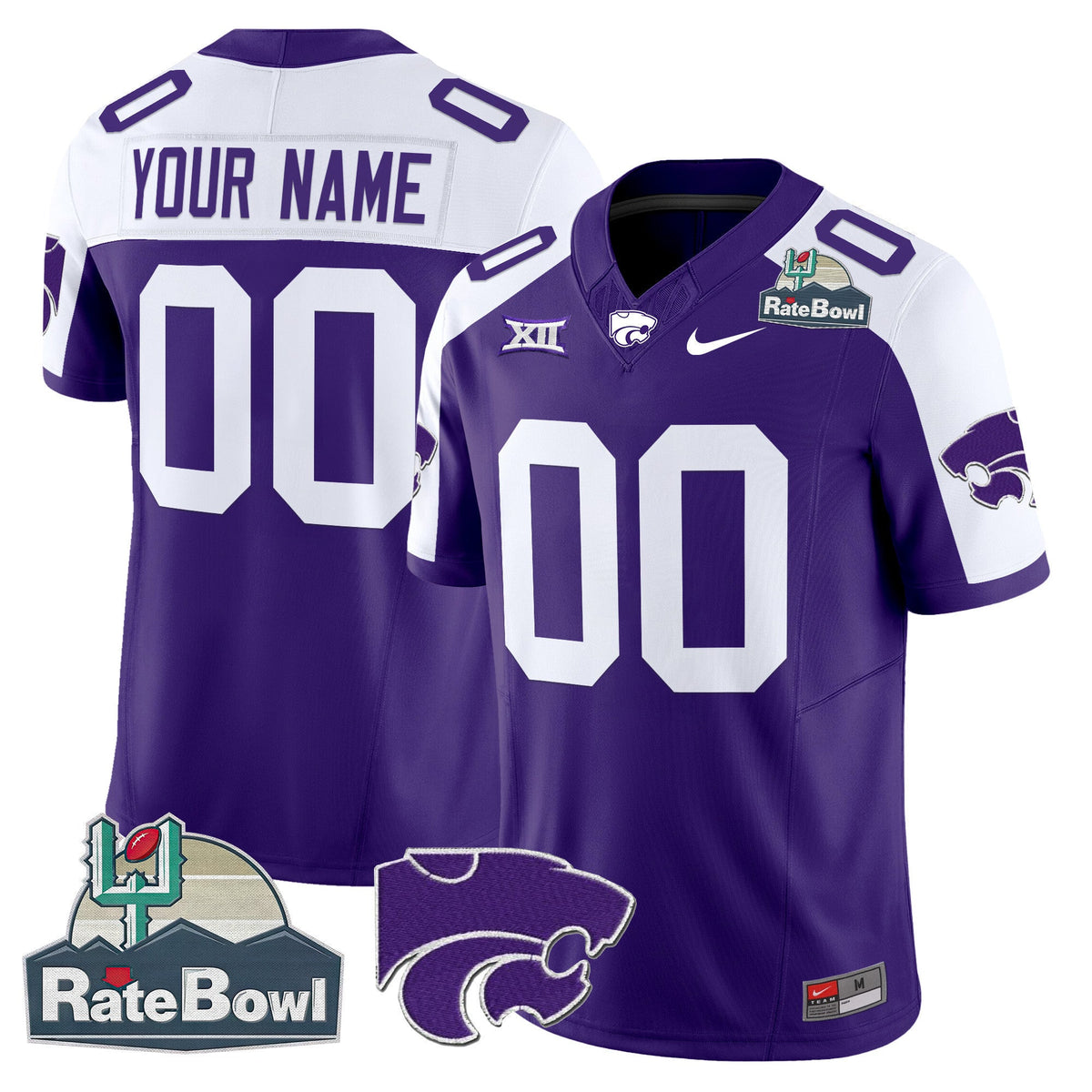 Kansas State Wildcats 2025 Rate Bowl Patch Vapor Limited Custom Jersey - All Stitched - image 1