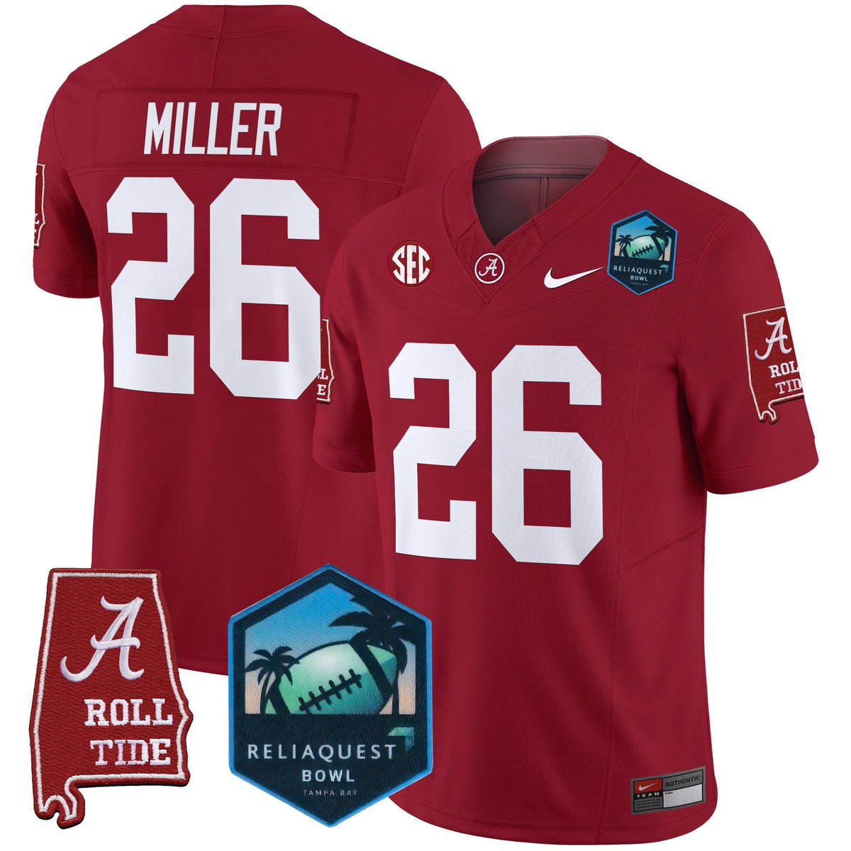Men's Alabama Crimson Tide 2025 ReliaQuest Bowl Patch Vapor Limited Jersey - All Stitched - image 20