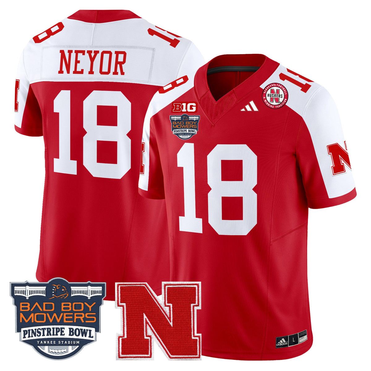 Men's Nebraska Cornhuskers 2025 Pinstripe Bowl Patch Vapor Limited Jersey - All Stitched - image 3