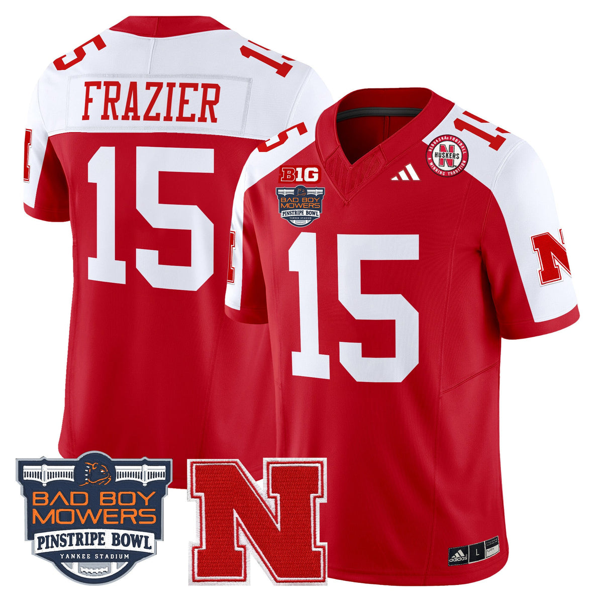 Men's Nebraska Cornhuskers 2025 Pinstripe Bowl Patch Vapor Limited Jersey - All Stitched - image 5