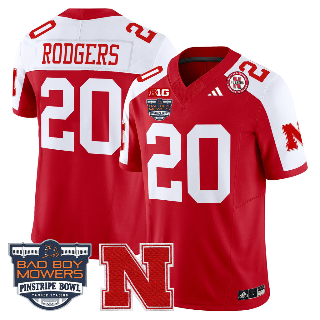 Men's Nebraska Cornhuskers 2025 Pinstripe Bowl Patch Vapor Limited Jersey - All Stitched - image 6