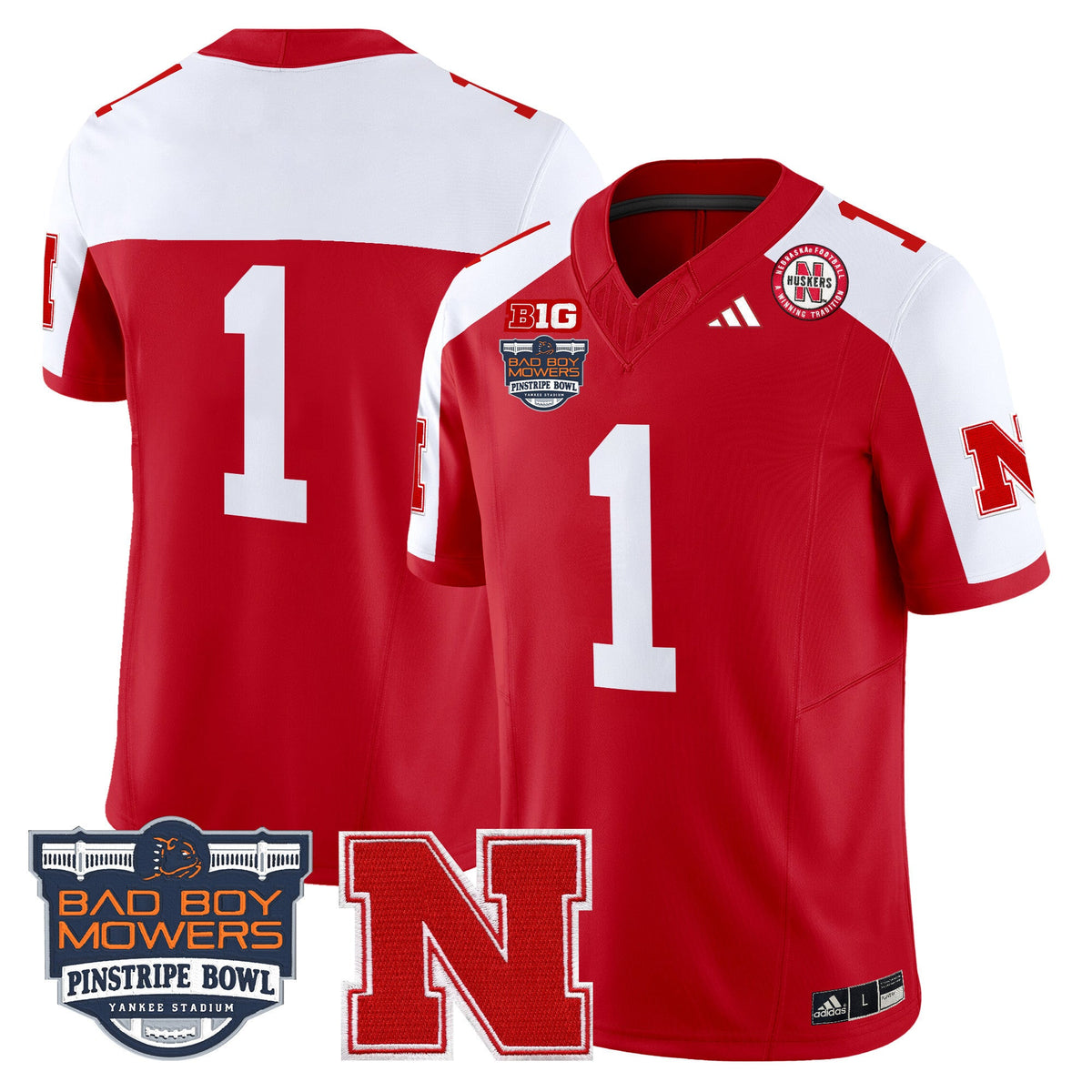 Men's Nebraska Cornhuskers 2025 Pinstripe Bowl Patch Vapor Limited Jersey - All Stitched - image 8