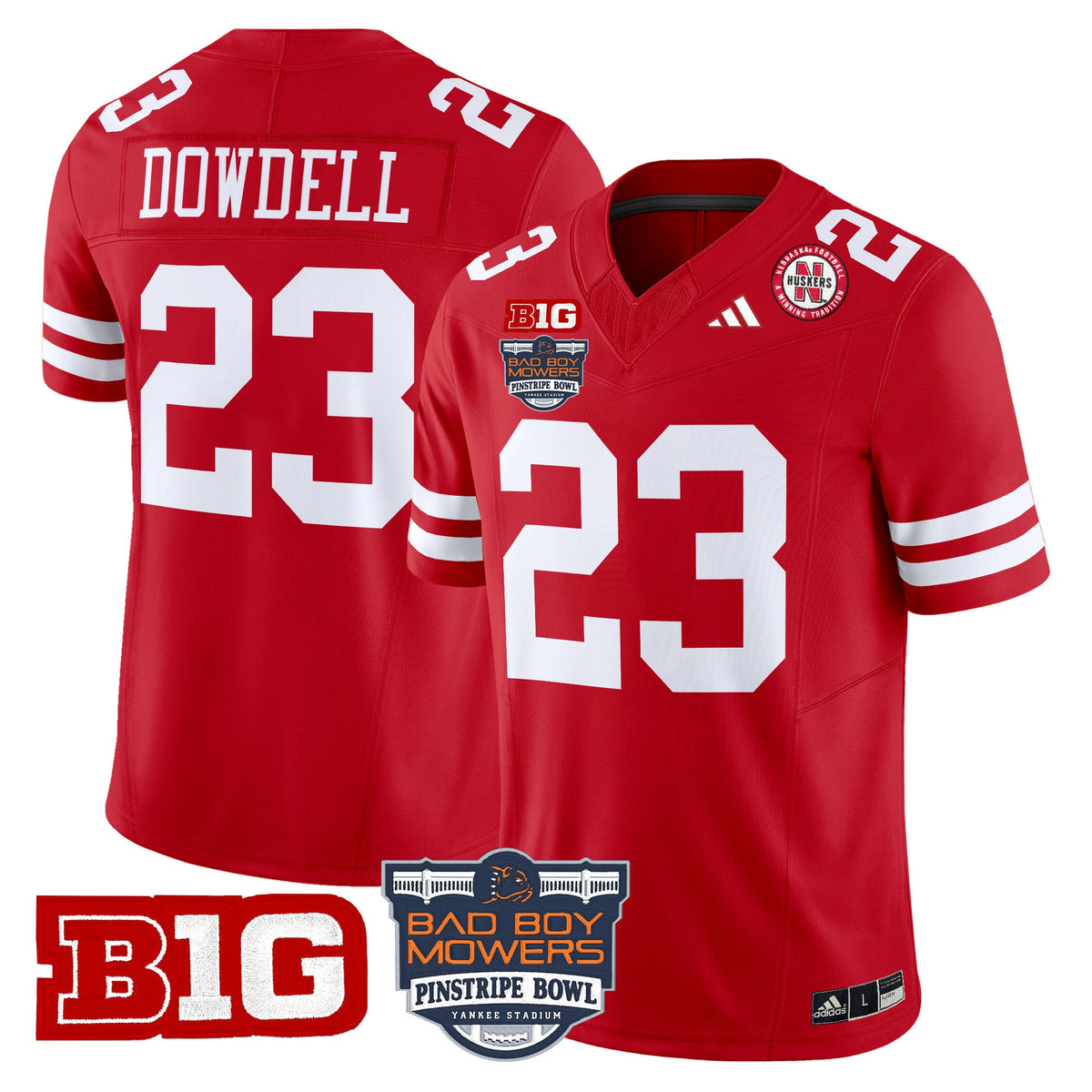 Men's Nebraska Cornhuskers 2025 Pinstripe Bowl Patch Vapor Limited Jersey - All Stitched - image 18