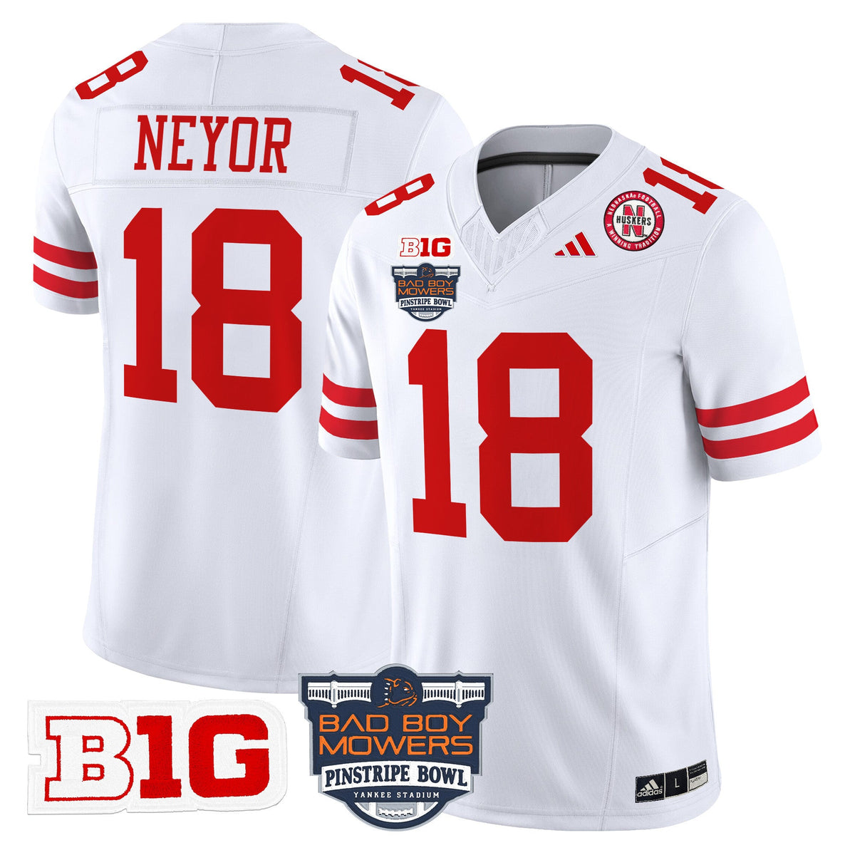 Men's Nebraska Cornhuskers 2025 Pinstripe Bowl Patch Vapor Limited Jersey - All Stitched - image 27