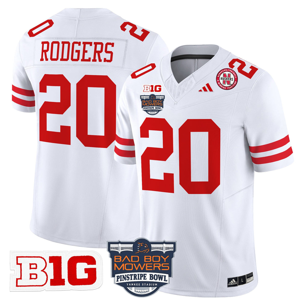 Men's Nebraska Cornhuskers 2025 Pinstripe Bowl Patch Vapor Limited Jersey - All Stitched - image 30