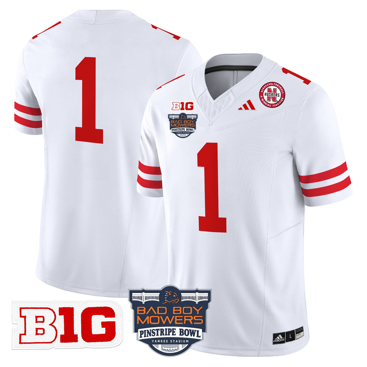 Men's Nebraska Cornhuskers 2025 Pinstripe Bowl Patch Vapor Limited Jersey - All Stitched - image 32