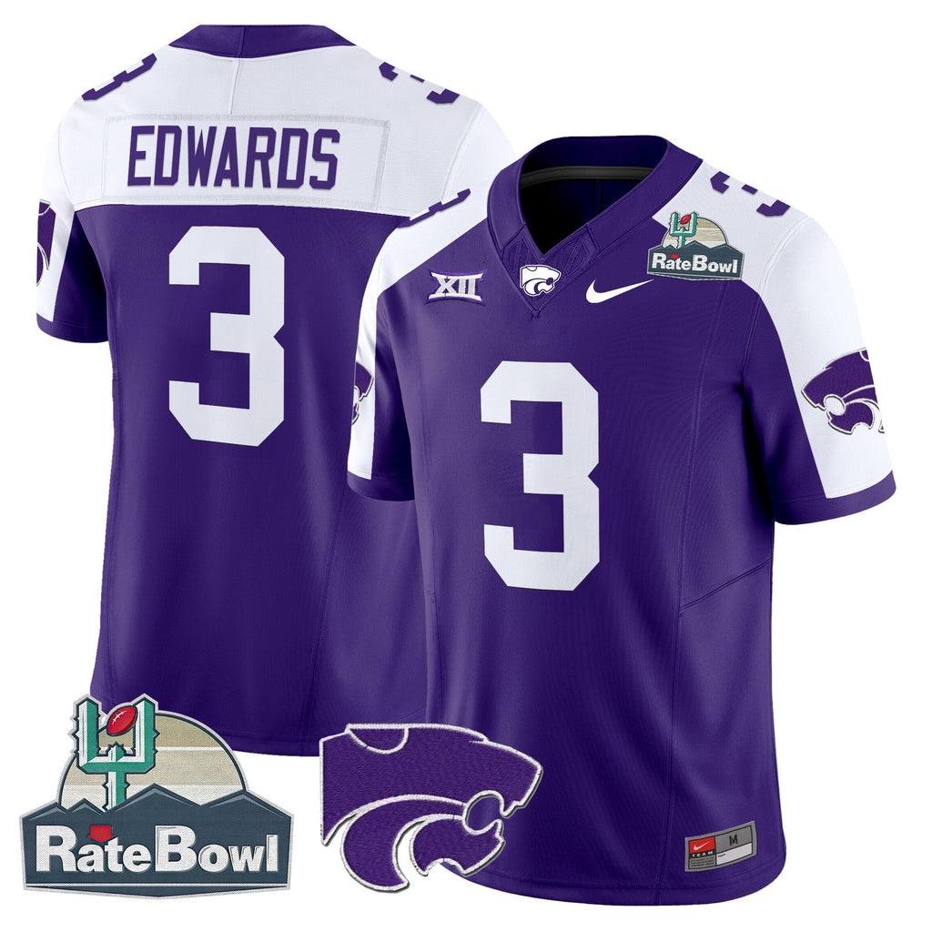 Men's Kansas State Wildcats 2025 Rate Bowl Patch Vapor Limited Jersey - All Stitched - image 4