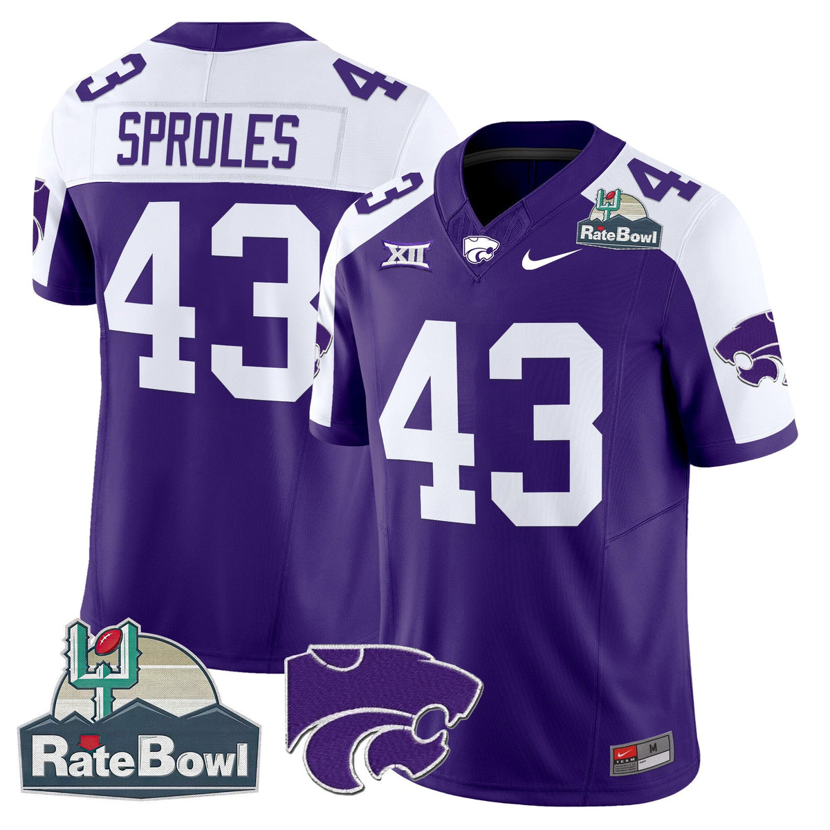 Men's Kansas State Wildcats 2025 Rate Bowl Patch Vapor Limited Jersey - All Stitched - image 5