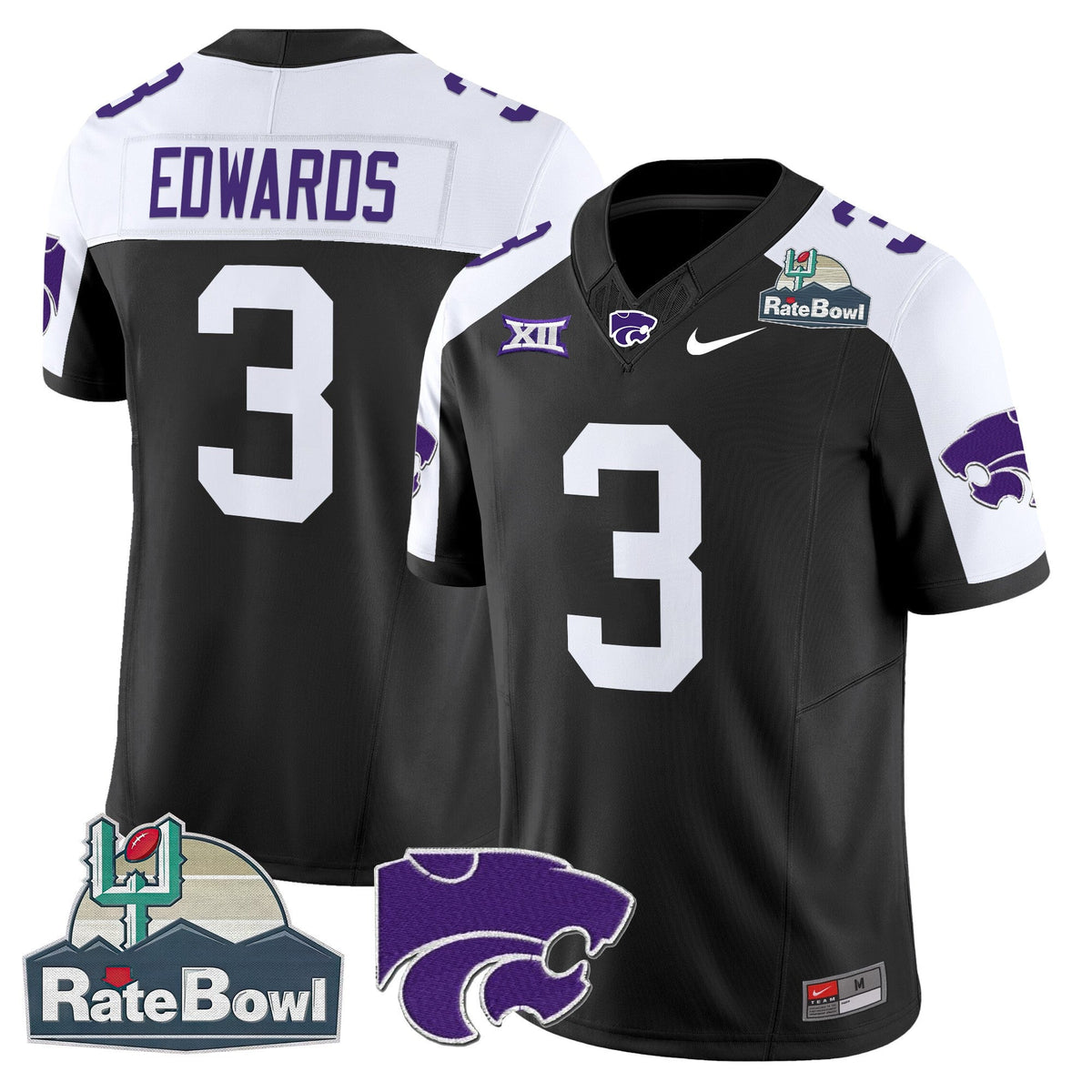 Men's Kansas State Wildcats 2025 Rate Bowl Patch Vapor Limited Jersey - All Stitched - image 12