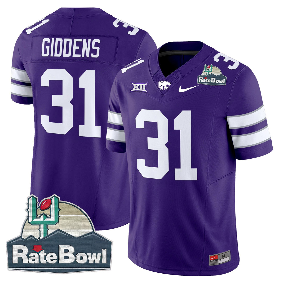 Men's Kansas State Wildcats 2025 Rate Bowl Patch Vapor Limited Jersey - All Stitched - image 18