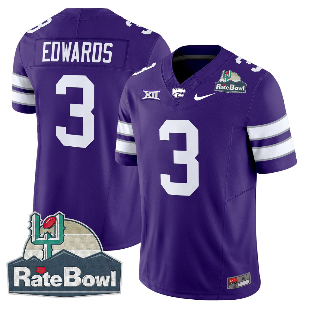 Men's Kansas State Wildcats 2025 Rate Bowl Patch Vapor Limited Jersey - All Stitched - image 20