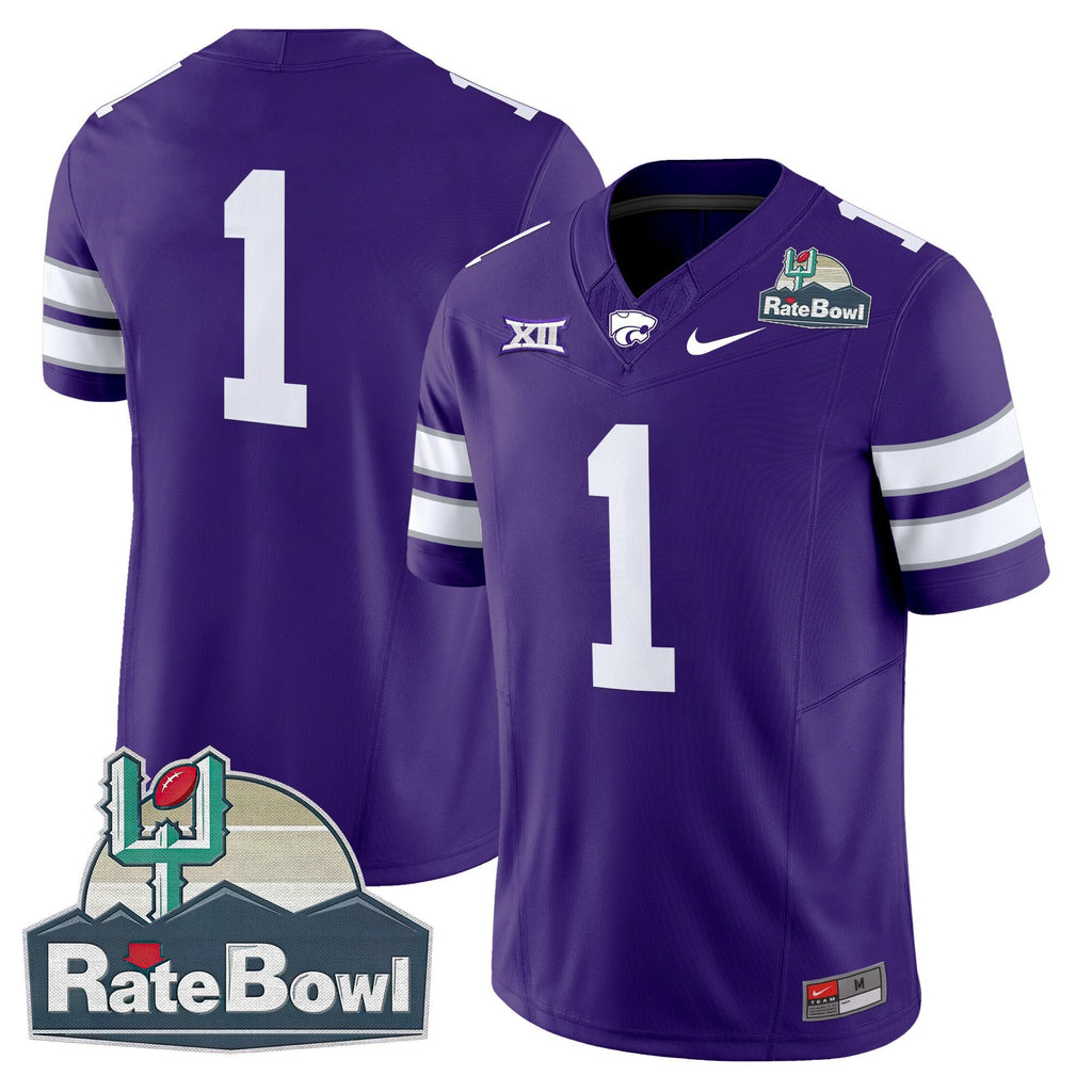 Men's Kansas State Wildcats 2025 Rate Bowl Patch Vapor Limited Jersey - All Stitched - image 24