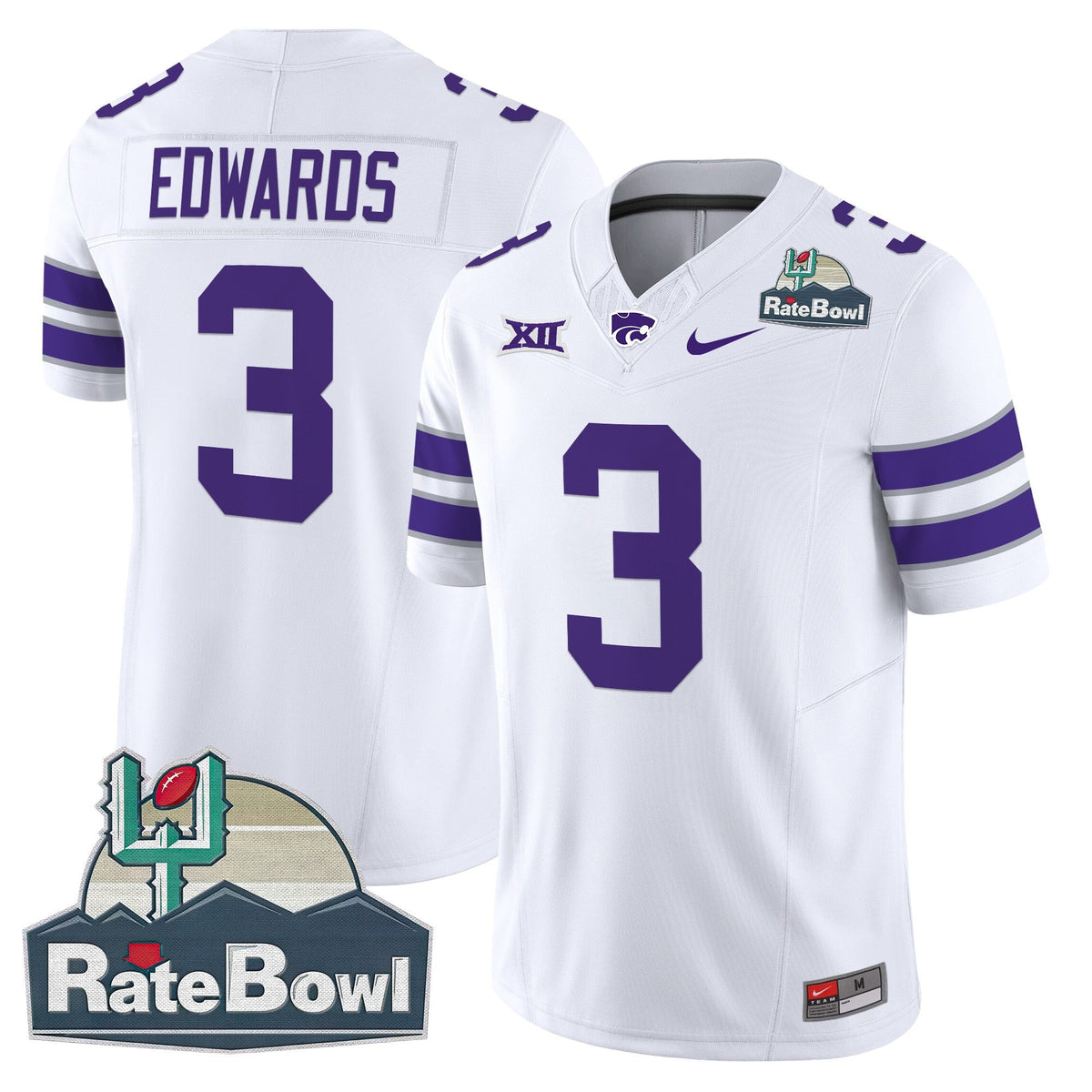 Men's Kansas State Wildcats 2025 Rate Bowl Patch Vapor Limited Jersey - All Stitched - image 28