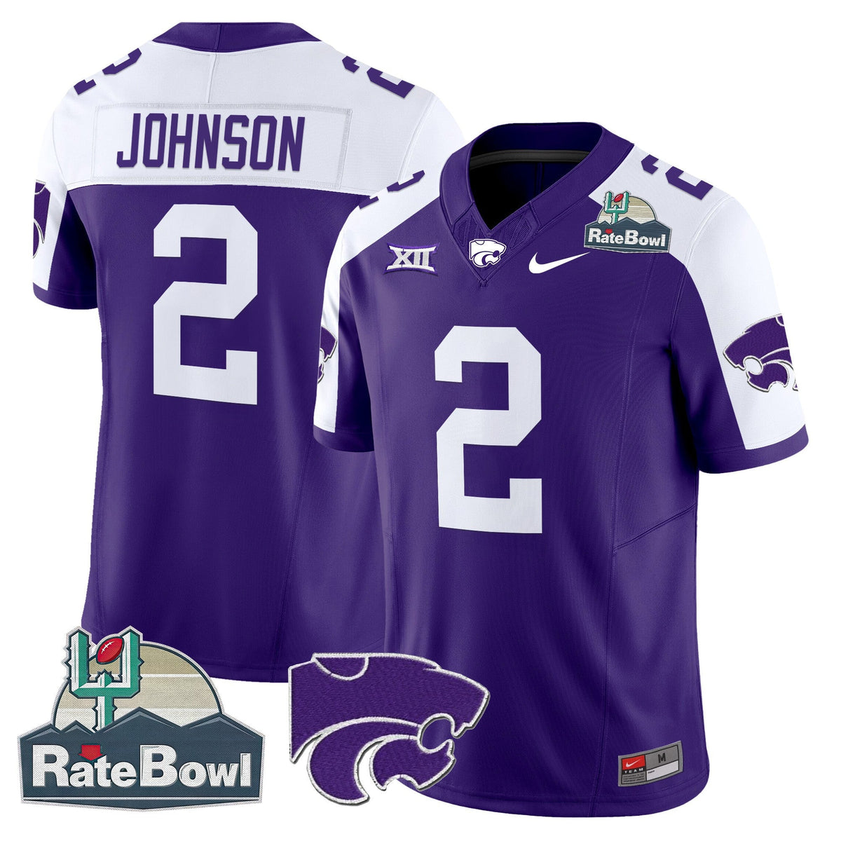 Men's Kansas State Wildcats 2025 Rate Bowl Patch Vapor Limited Jersey - All Stitched - image 1