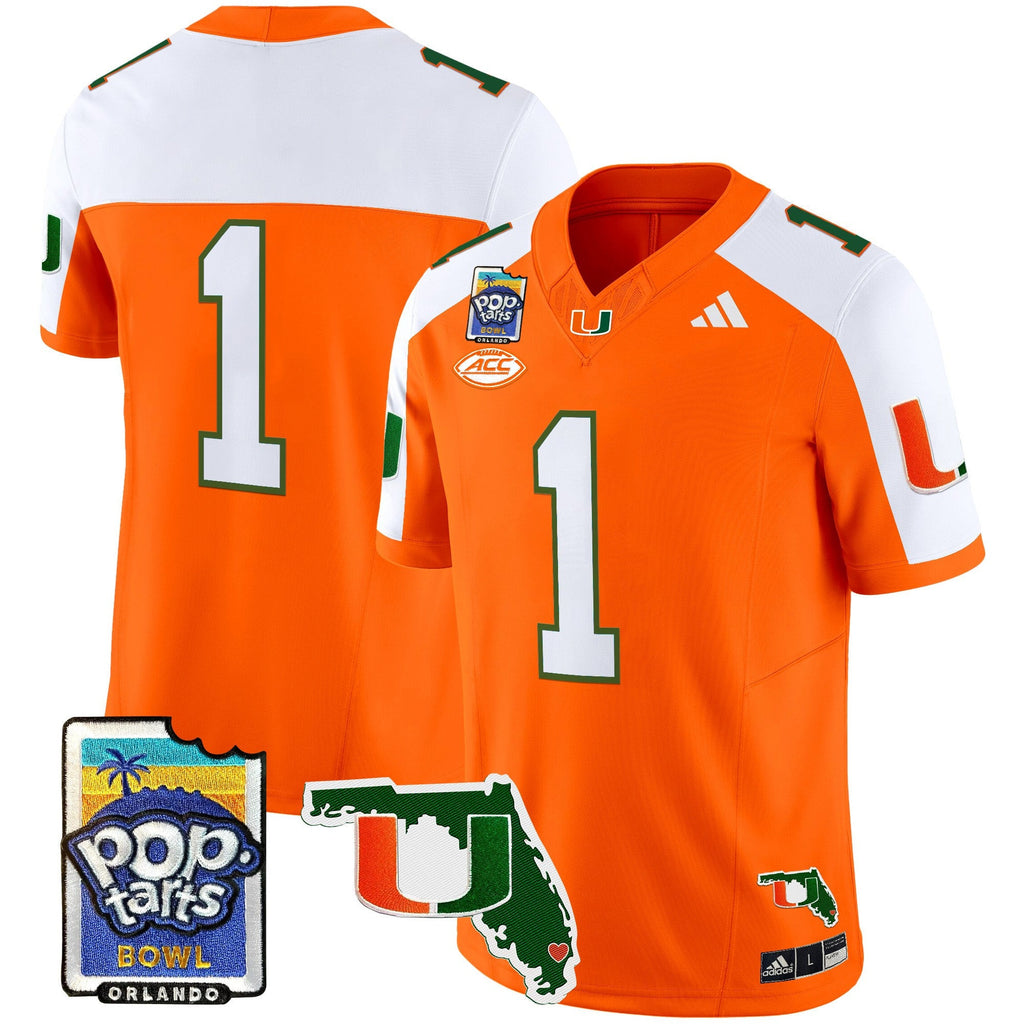 Men's Miami Hurricanes 2025 PopTarts Bowl Patch Vapor Limited Jersey - All Stitched - image 8