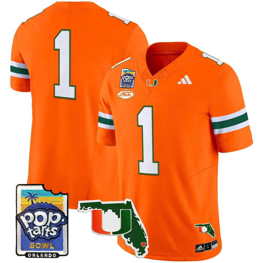 Men's Miami Hurricanes 2025 PopTarts Bowl Patch Vapor Limited Jersey - All Stitched - image 24