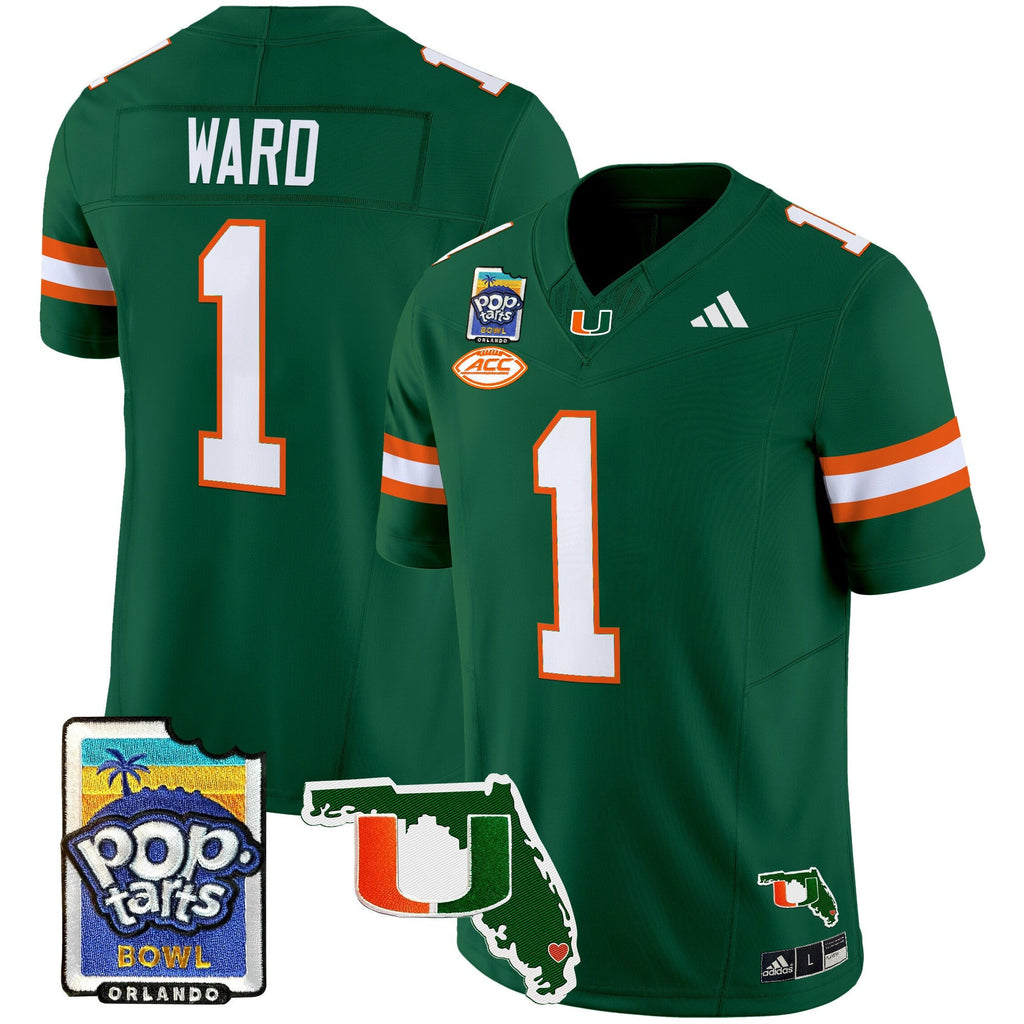 Men's Miami Hurricanes 2025 PopTarts Bowl Patch Vapor Limited Jersey - All Stitched - image 25
