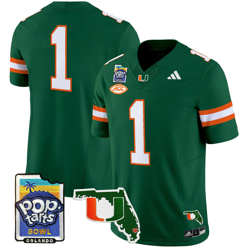 Men's Miami Hurricanes 2025 PopTarts Bowl Patch Vapor Limited Jersey - All Stitched - image 32
